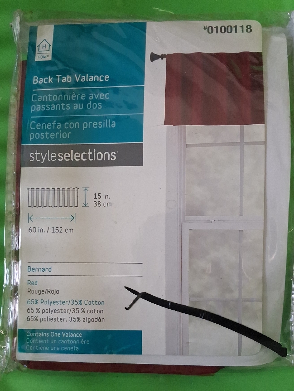 StyleSelections Red Back Tab Valance